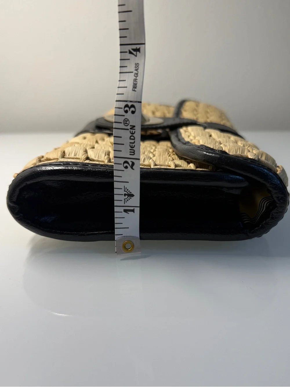Kate Spade New York Straw & Leather Turn-Lock Clutch Bag VTG Y2K in EUC